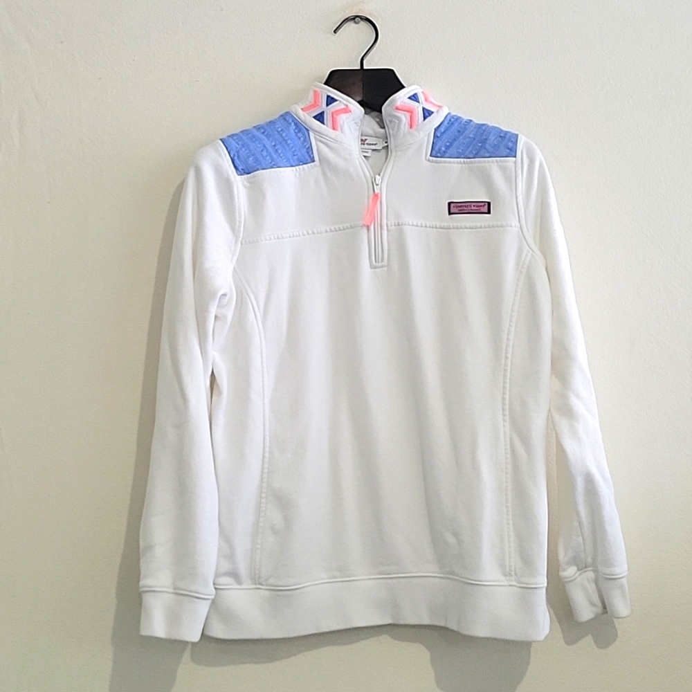 Vineyard Vines White & Blue Pullover Sweatshirt Sz M